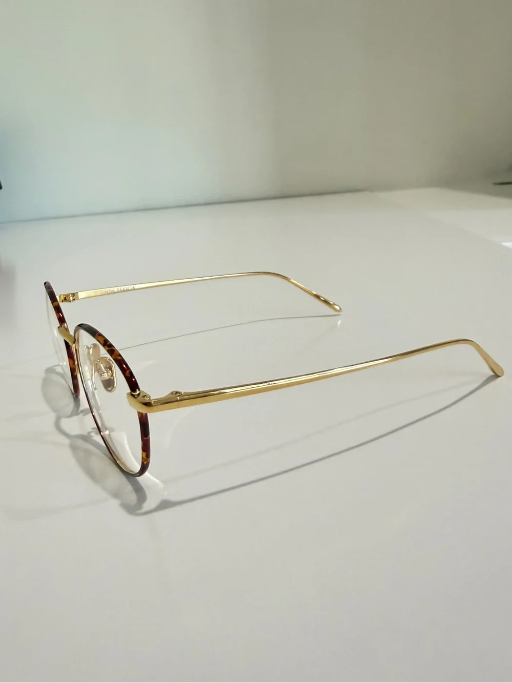 NWT Linda Farrow Hoffman Oval Titanium Glasses Full Set LFL1034 C3 Tortoise Gold